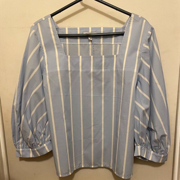 Express Mid top Blouse - Blue with White and Tan or Yellow Stripes - Size XL - Picture 1 of 8